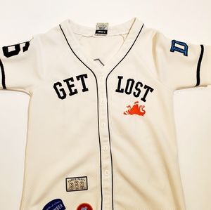 GET LOST Cotton Baseball Jersey Shirt - White